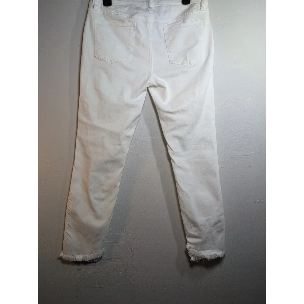Lila Ryan Jeans Women's 30 Mid-Rise‎ Skinny Denim White Distressed